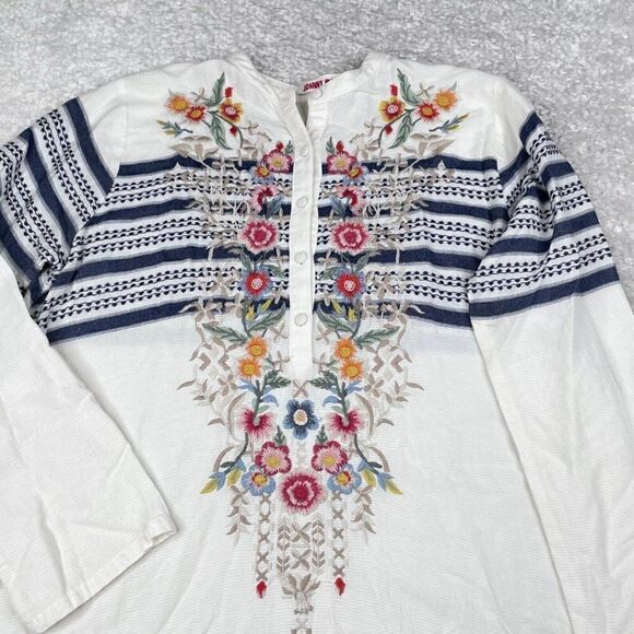 JOHNNY WAS Embroidered Floral Tunic Blouse - Picture 8 of 11